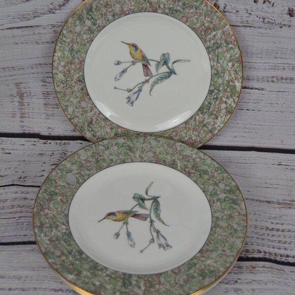 Wedgwood Bone China 8" Salad Plates SET 6 Hummingbird Humming Birds Pattern EUC - Picture 4 of 9